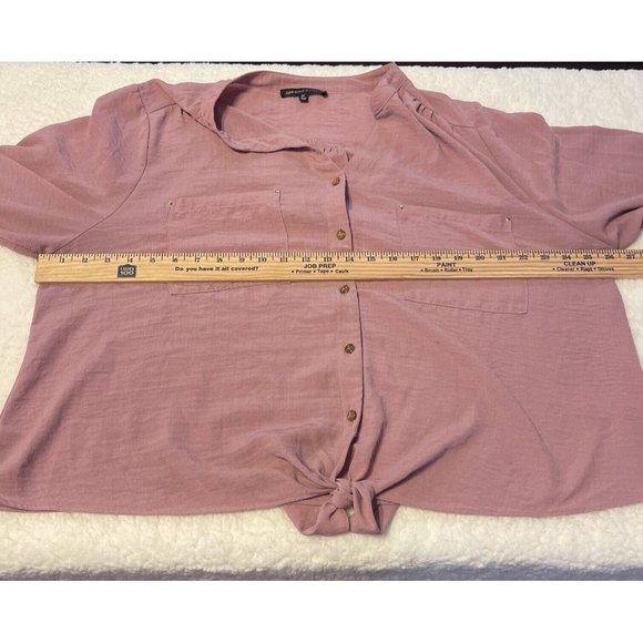 Womens 2x Adrienne Vittadini Rose Colored Button Down Blouse Front Tie - Picture 6 of 9